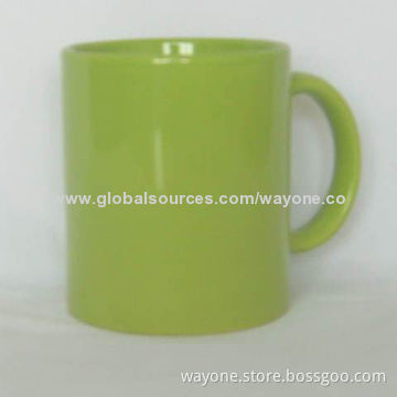 Standard 11oz Mug with Shiny Green Color Glaze, Various Colors are Available, Made of Stoneware